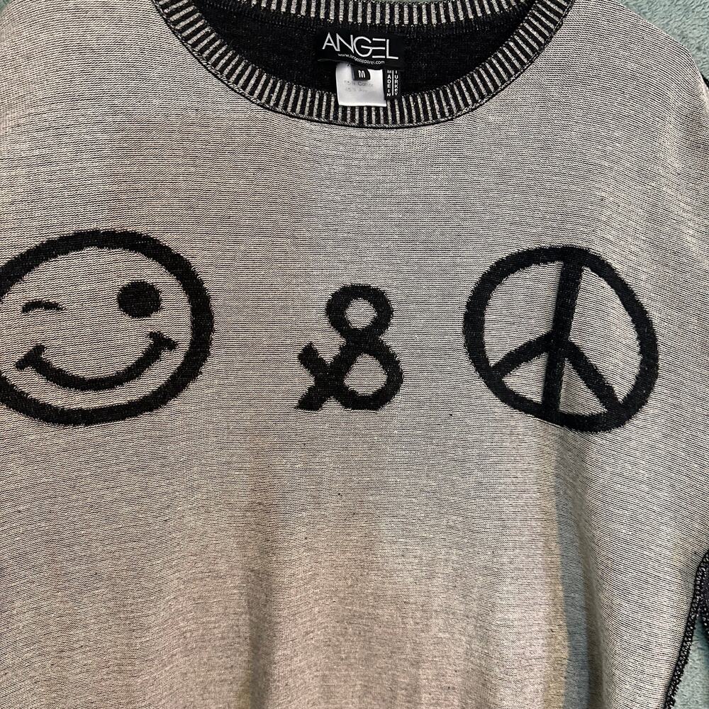 Angel Apparel Smiley Face Peace Sign Knit Sweater Top Womens M - Picture 5 of 6